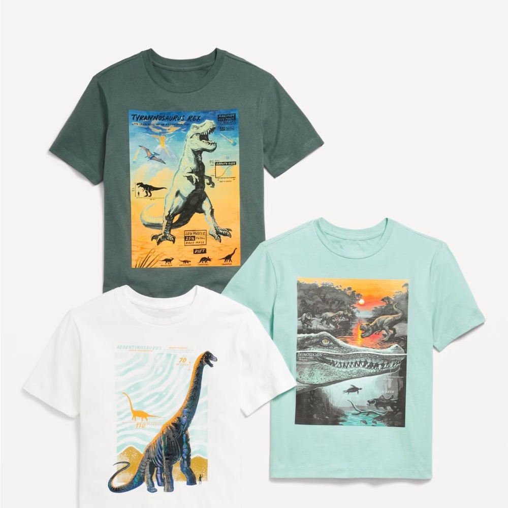 Dinosaur Graphic Kids T-Shirts - Set of 3
